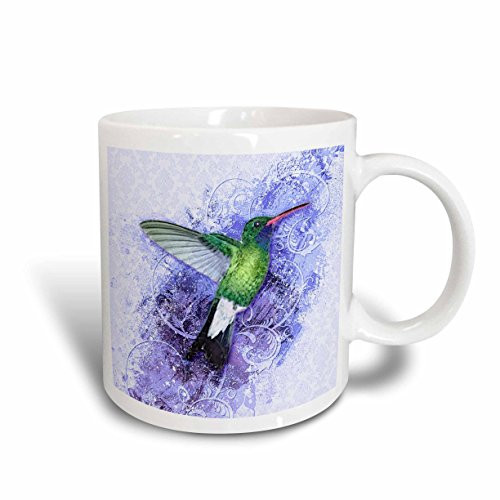 3dRose Hummingbird on Blue Ceramic Mug, 15-Ounce