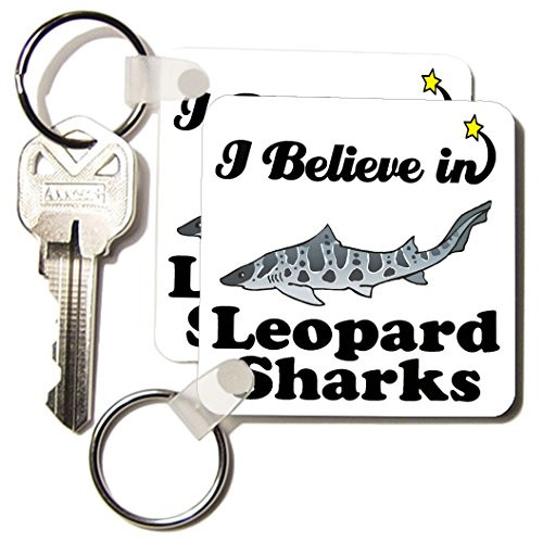3dRose I Believe In Leopard Sharks - Key Chains, 2.25 x 4.5 inches, set of 2 (kc_105301_1)