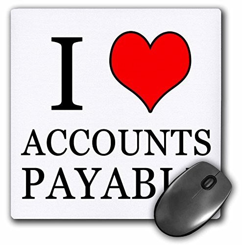3dRose Mouse Pad I Love Accounts Payable Red - 8 by 8-Inches (mp_224035_1)