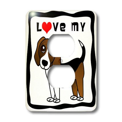 3dRose lsp_35546_6 I Love My Beagle Red Heart 2 Plug Outlet Cover