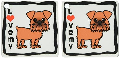 3dRose I Love My Brussels Griffon Brown - Key Chains, 2.25 x 4.5 inches, set of 2 (kc_12066_1)