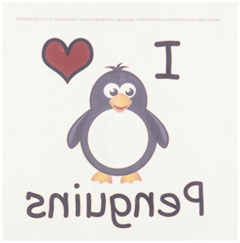 3dRose ht_123042_1 I Love Penguins Animal Humor Penguin Lovers Iron on Heat Transfer for White Material, 8 by 8-Inch