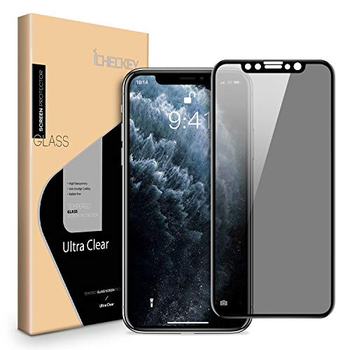 ICHECKEY Privacy Screen Protector Compatible for iPhone 11 Pro/XS/X, Full Coverage, Bubble Free, Ultra Anti-Spy, Tempered Glass Screen Film for iPhone 11 Pro/XS/X - 5.8 inch