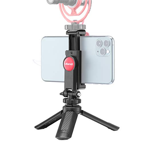 ULANZI Phone Tripod Mount with Cold Shoe Mount + Mini Tripod, 360 Degree Rotation Smartphone Vlog Kit Handle Grip for Microphone LED Video Light for iPhone 11 Pro Max X XS 8 Samsung Google OnePlus