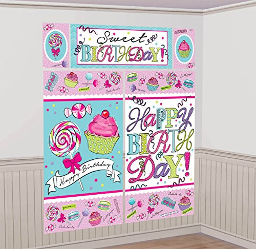 Sweet Birthday Party Scene Setters Wall Decorating Kit, Vinyl, 59" x 65", 5-Piece