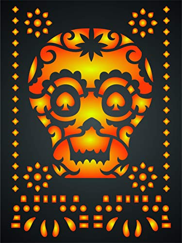 Sugar Skull Card Stencil, 3 x 4.5 inch (S) - Scary Halloween Day of The Dead Stencils