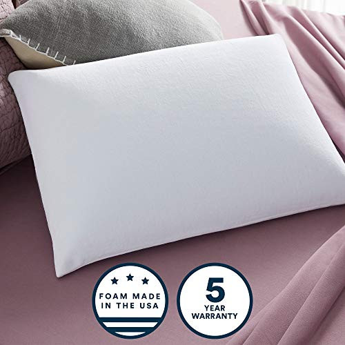 Sleep Innovations Classic Memory Foam Standard Size Pillow with Breathable Knit Cover, Made in the USA with a 5 Year Warranty, White