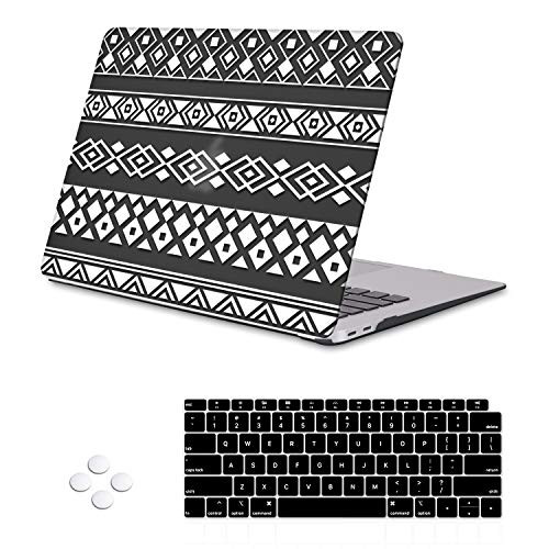 iLeadon MacBook Air 13 inch Case 2019 2018 Release A1932 with Retina Display, Plastic Hard Shell & Keyboard Cover & Screen Protector Compatible with MacBook Air 13, Tribal Grid