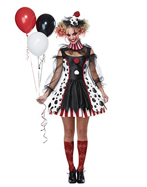 California Costumes Women's Twisted Clown Costume, black/white/red, Medium