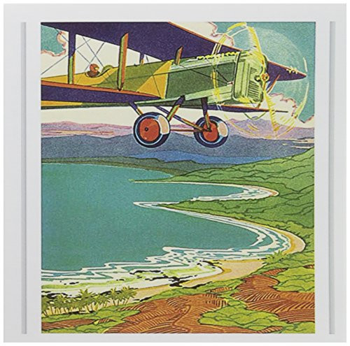 3dRose Image of Colorful Vintage Bi Plane Poster - Greeting Cards, 6 x 6 inches, set of 6 (gc_163387_1)