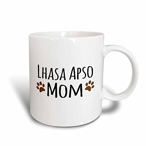 3dRose 154153_5 Lhasa Apso Dog Mom Mug, 11 oz, Red