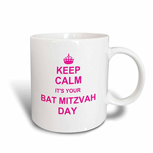 3dRose 157644_1 Keep Calm Its Your Bat Mitzvah Day Mug, 11 oz, Ceramic