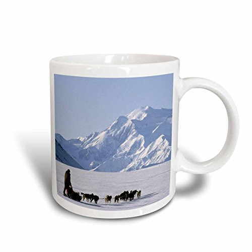 3dRose 141808_1 Sled Dogs, Mt McKinley, Denali, Alaska Mug, 11 oz, Ceramic