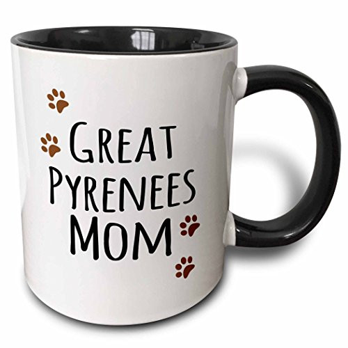 3dRose 154129_4 Pyrenees Dog Mom Mug, 11 oz, Black