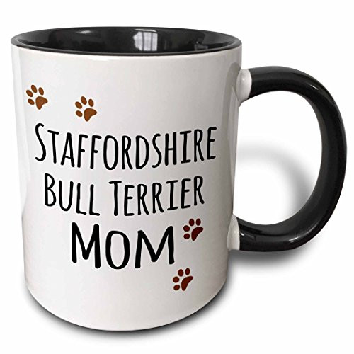 3dRose 154202_4 Staffordshire Bull Terrier Dog Mom Mug, 11 oz, Black
