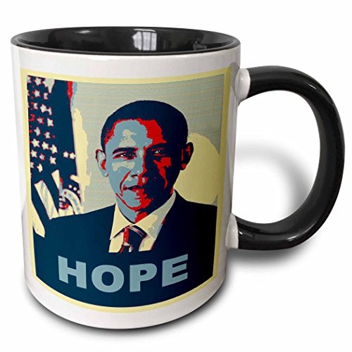3dRose 130694_4 President Barack Obama In Hope Pop Art Mug, 11 oz, Black