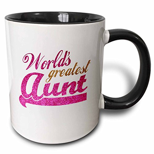 3dRose 151285_4 Worlds Greatest Aunt Mug, 11 oz, Black