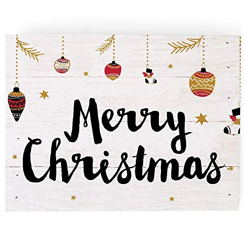 P. Graham Dunn Merry Christmas Winter White 8 x 6 Pine Wood Christmas Decorative Pallet Sign