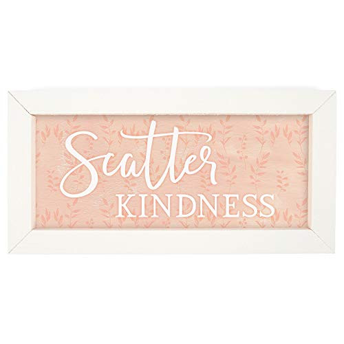 P. Graham Dunn Scatter Kindness Peach and White 10 x 5 Pine Wood Decorative Framed Art Plaque