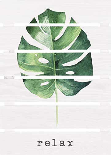 P. Graham Dunn Relax Leaf Classic White 23.5 x 17 Pine Wood Decorative Pallet D?r Sign