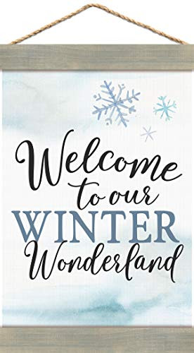 P. Graham Dunn Welcome to Our Winter Wonderland Blue 19 x 12 Wood and Canvas Christmas Banner