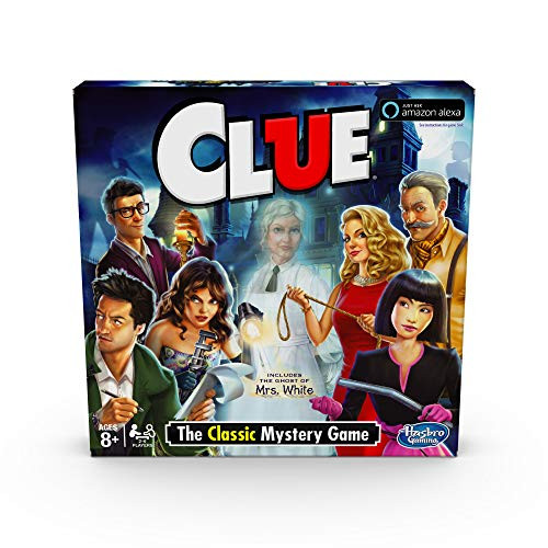 Hasbro Gaming Clue Game; Incudes The Ghost of Mrs. White; Compatible with Alexa (Amazon Exclusive); Mystery Board Game for Kids Ages 8 and Up