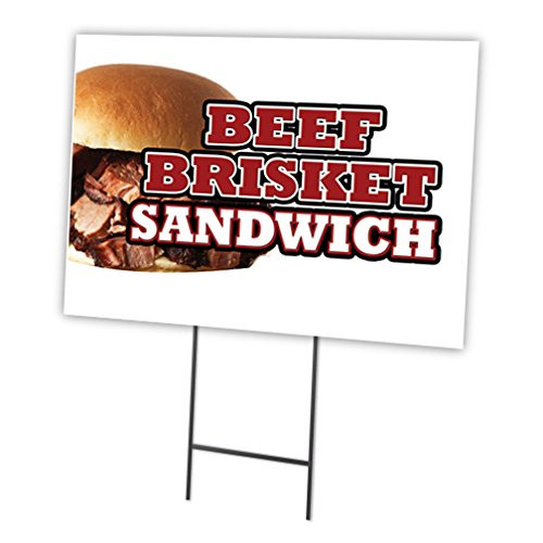 Beef Brisket Sandwich 12"x16" Yard Sign & Stake Outdoor Plastic coroplast Window