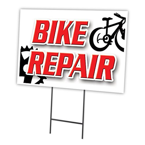 Bike Repair 12"x16" Yard Sign & Stake Outdoor Plastic coroplast Window