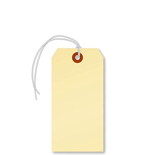 SmartSign Blank Manila Shipping Tags with Elastic, Size #5 | 13pt Cardstock Tags, 4 3/4" x 2 3/8", Pack of 100