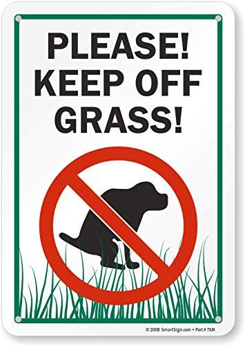 SmartSign "Please Keep Off Grass!" No Dogs Sign | 7" x 10" Plastic