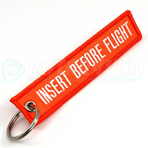 Rotary13B1 Insert Before Flight Keychain - Neon Orange/White 1pc