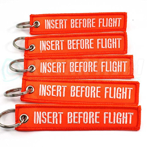 Rotary13B1 Insert Before Flight Keychain - Neon Orange/White 5PCS