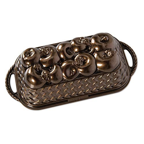 Nordic Ware 92548 Apple Basket Cast Loaf Pan, 6 Cup Capacity, Bronze
