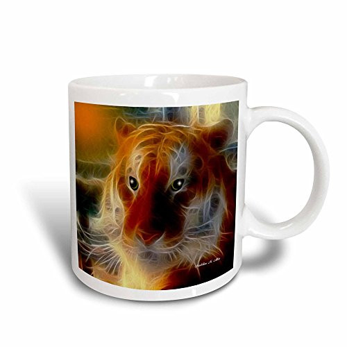 3dRose Intrigued Tiger Fractalius Art Magic Transforming Mug, 11-Ounce