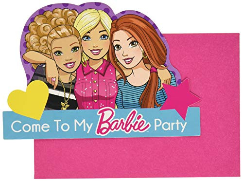 amscan 491869 Postcard Invitations | Barbie & Friends Collection, Multicolor