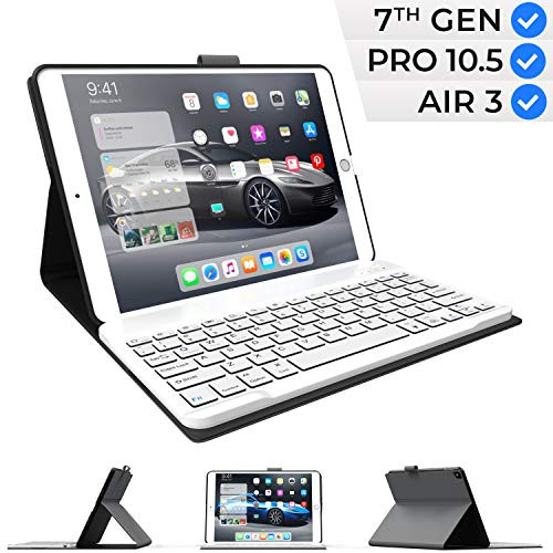 iPad Keyboard Case for iPad 10.2 2019, iPad Air 10.5 2019, iPad Pro 10.5 2017 - iPad 7th Generation Case with Keyboard - iPad Air 3rd Generation Case with Keyboard - Slim Folio Cover (Gray)