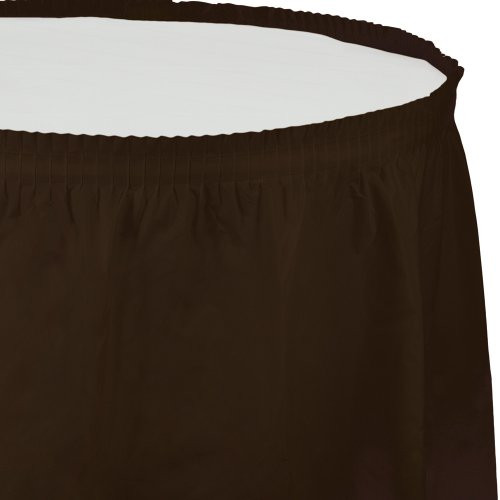 Creative Converting Plastic Table Skirt, 14-Feet, Chocolate Brown