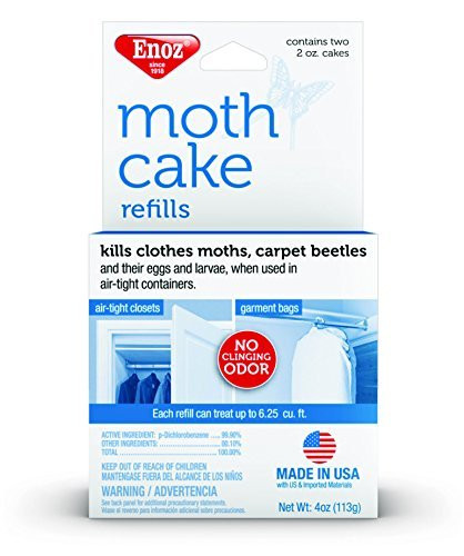 Enoz Moth Cake Refills - 2 Pack Kills Clothes Moths, Carpet Beetles, and Eggs and Larvae