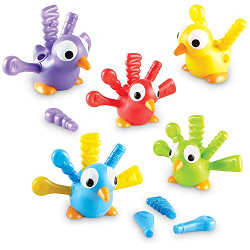 Learning Resources Fine Motor Peakcock Pals, Fine Motor Toddler Toy, Sorting Set, Set of 5, Ages 18 mos+