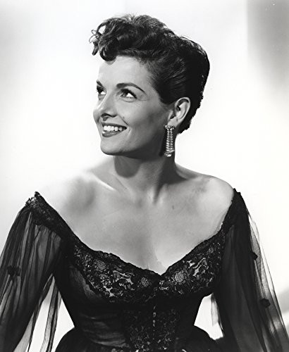 Jane Russell Portrait in Black Sheer Silk Long Sleeve Shoulder Dress with Hands on the Side Photo Print (8 x 10)