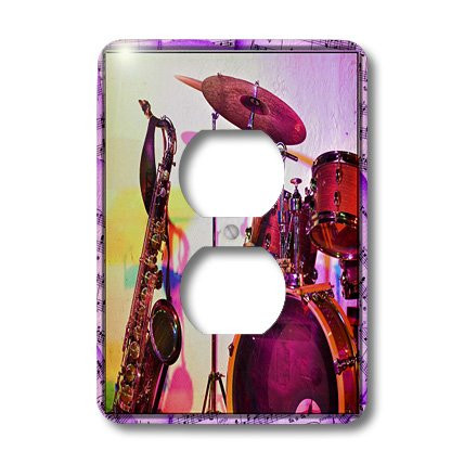 3dRose lsp_41308_6 Jazz Instruments 2 Plug Outlet Cover