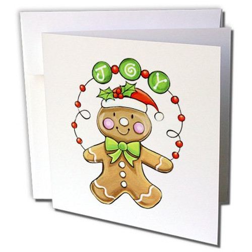 3dRose Joyful Gingerbread Greeting Cards, Set of 12 (gc_35910_2)
