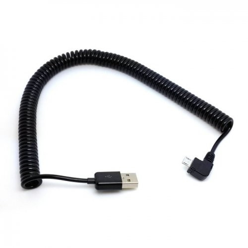 JSER 300cm Right Angled 90 degree USB 2.0 Micro Male to A Type Male Stretch Data Cable for SSD & Tablet & Cell Phone