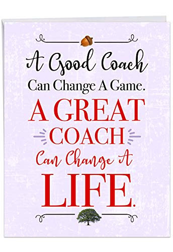 NobleWorks, Life-Changing Coach - Big Coach Thank You Card from Everyone (8.5 x 11 Inch) - Sports Gratitude, Team Card for School Coach J3127TYG-US
