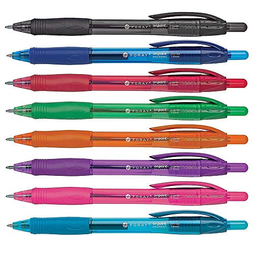 Office Depot Soft-Grip Retractable Ballpoint Pens, Medium Point, 1.0 mm, Assorted Barrels, Assorted Ink Colors, Pack Of 8