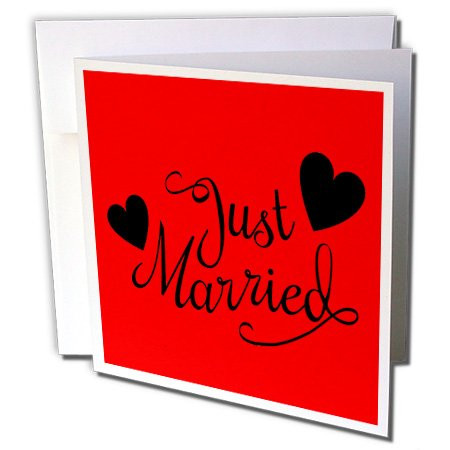 3dRose Just Married, Red - Greeting Cards, 6 x 6", Set of 6 (gc_194331_1)