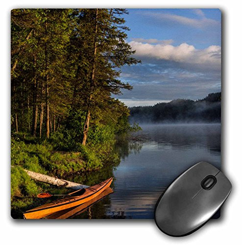 3dRose Mouse Pad Kayak on Beaver Lake, Stillwater State Forest, Montana, USA, 8 x 8" (mp_259572_1)