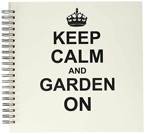 3dRose db_157726_2 Keep Calm and Garden on Carry on Gardening Gardener Gifts Black Fun Funny Humor Humorous Memory Book, 12 by 12-Inch