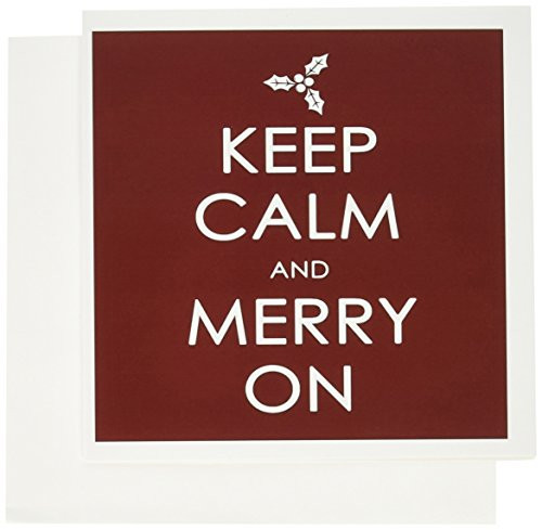 3dRose Keep calm and merry on - Greeting Cards, 6 x 6 inches, set of 6 (gc_159576_1)