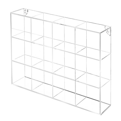 MyGift Wall Mounted Clear Acrylic 12 Compartment Organizer Rack/Freestanding Kitchen Bathroom Counter Shelf